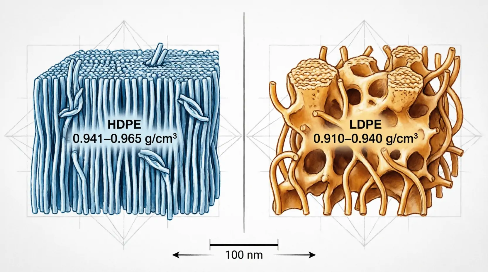 HDPE vs LDPE sanitary film roll material structure HDPE vs LDPE sanitary film roll material structure
