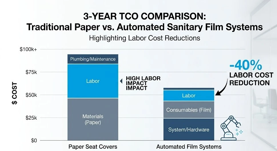 Total cost of ownership comparison paper covers vs sanitary film rolls Total cost of ownership comparison paper covers vs sanitary film rolls